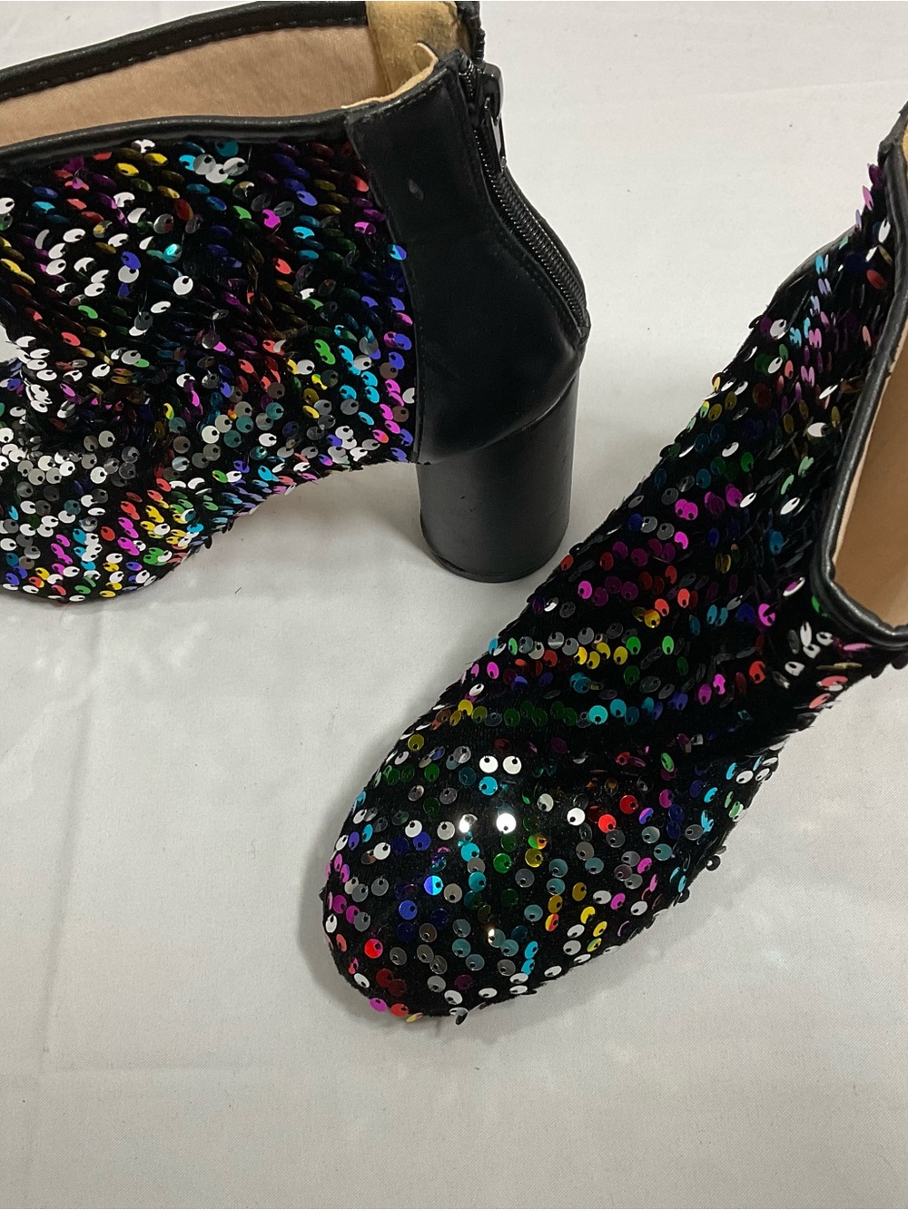 Black Sequin Ankle Boots - Women - Picture 2 of 6
